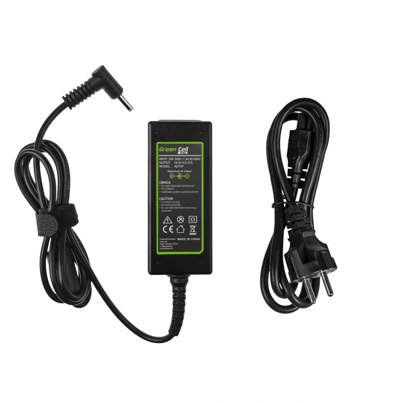 AC-to-DC Laptop Power Adapter Green Cell AD74P 45W 19.5V 2.31A Indoor Black