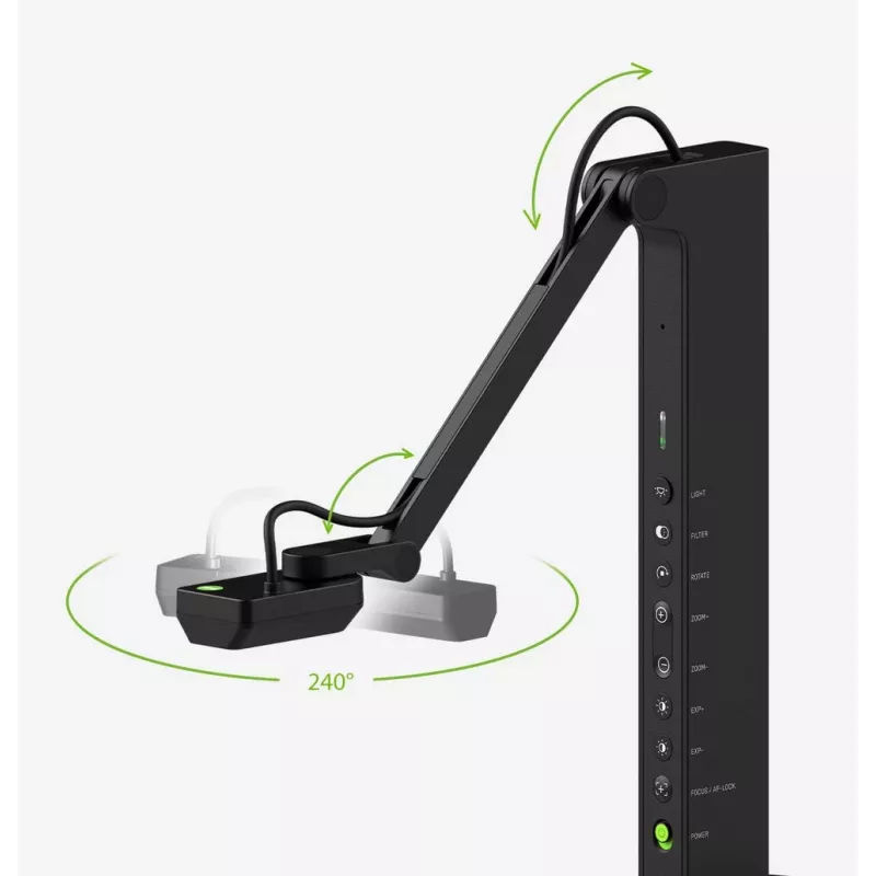 Document camera IPEVO VZ‑R ULTRA (13 MP, 25.4 / 3.06 mm CMOS, USB‑C, HDMI, Black)