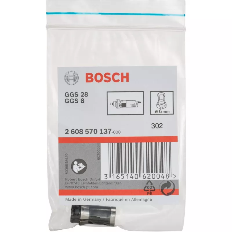 Chuck Ø 6mm, without clamping nut (for straight grinder GGS 8 / GGS 28)