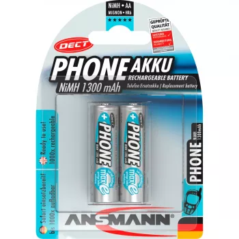 Ansmann Phone DECT NiMH battery, (AA), 1300 mAh, 2 pcs. package (5030802)
