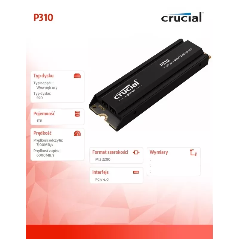 SSD disk Crucial 1 TB M.2 PCI Express 4.0 NVMe P310