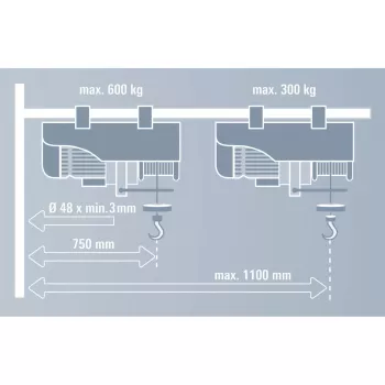 swing arm GT-SA 1100, Holder Grey, for cable hoist