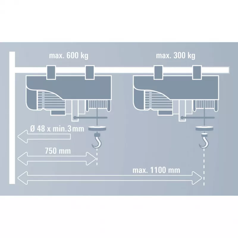 swing arm GT-SA 1100, Holder Grey, for cable hoist