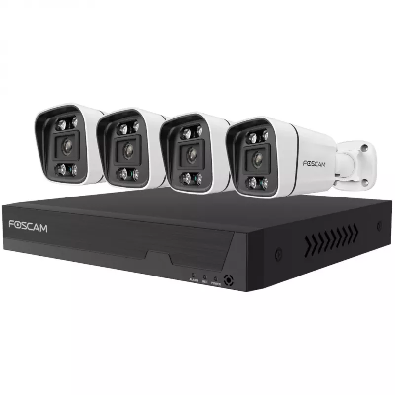 Foscam FNA108E-B4-2T Video Surveillance System White 4x 4K PoE Bullet Camera, 1x 8-Channel NVR