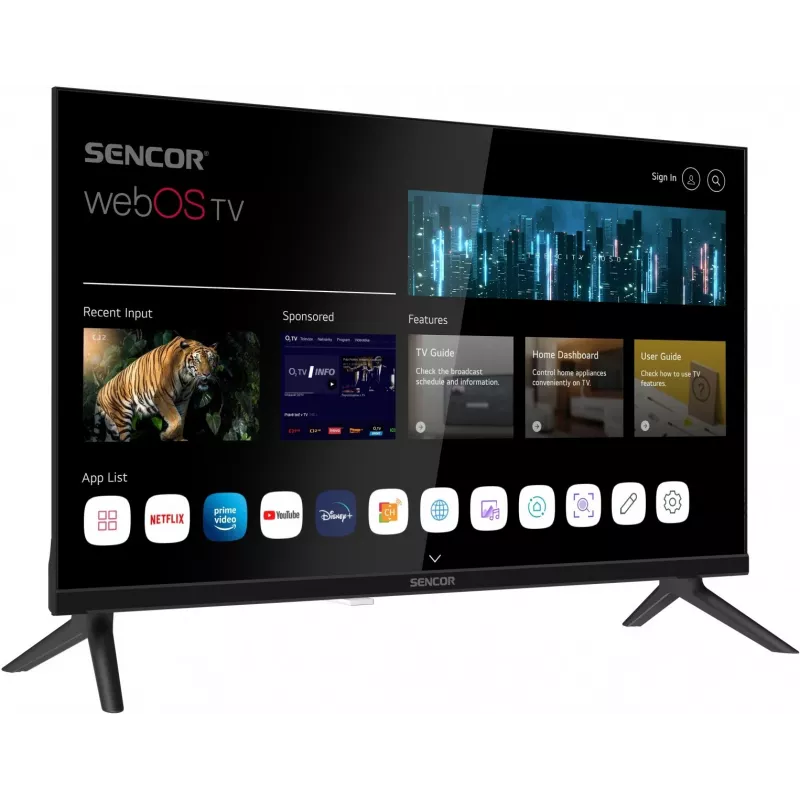 24 inch SENCOR SLE 24S803B HD Ready SMART TV with webOS, Wi‑Fi, Bluetooth, DVB-T2/C/S2, 1366×768