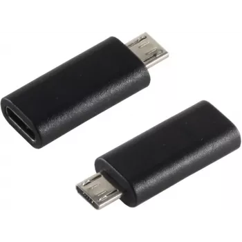 Cable gender changer S/CONN 14-05019 USB 2.0 MicroB USB 3.1 C Black