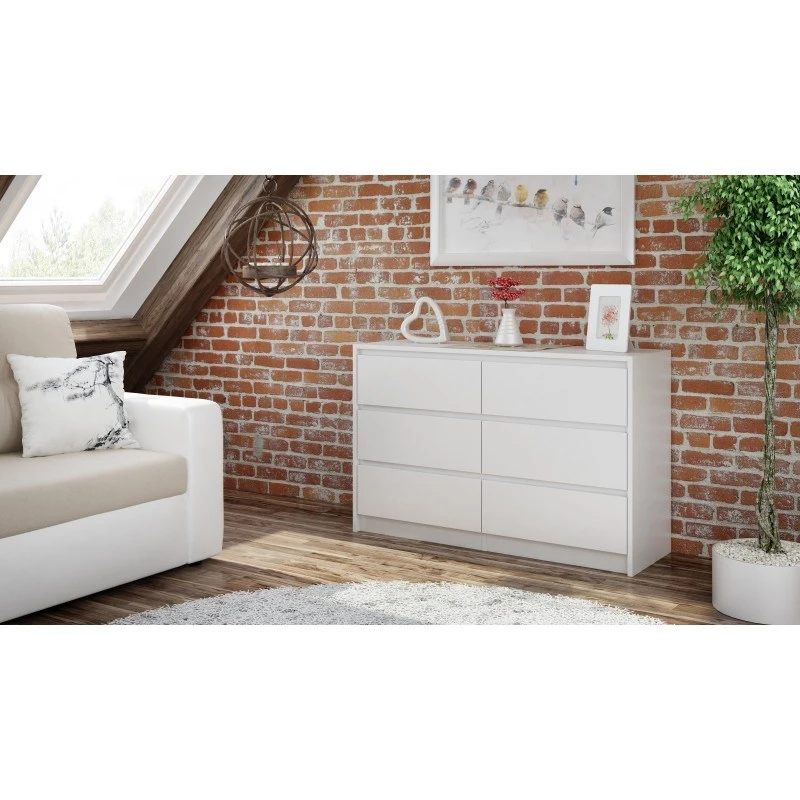 Chest of drawers top e shop K120 BIEL 2X3, 6 drawers, white, 750×400×1200 mm, particle board
