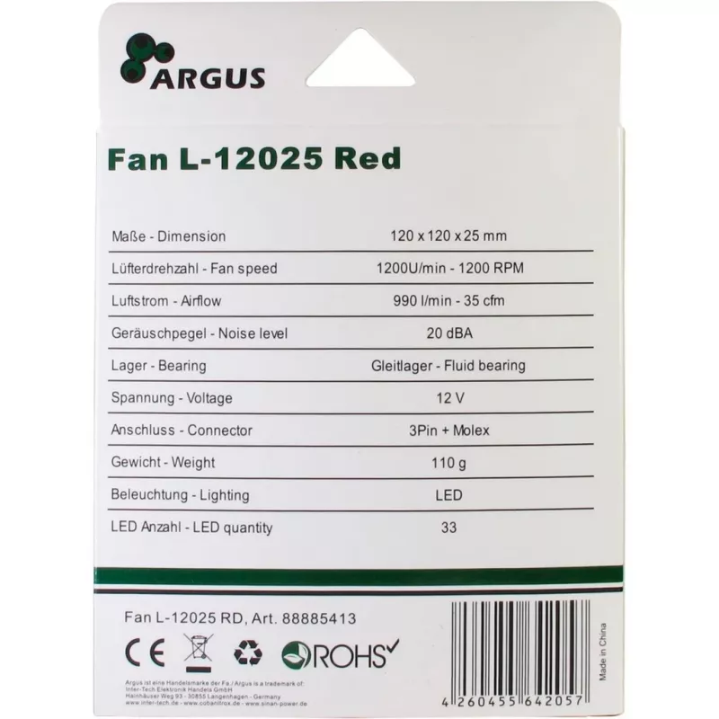 INTER-TECH Argus L-12025 120mm Case Fan - Black