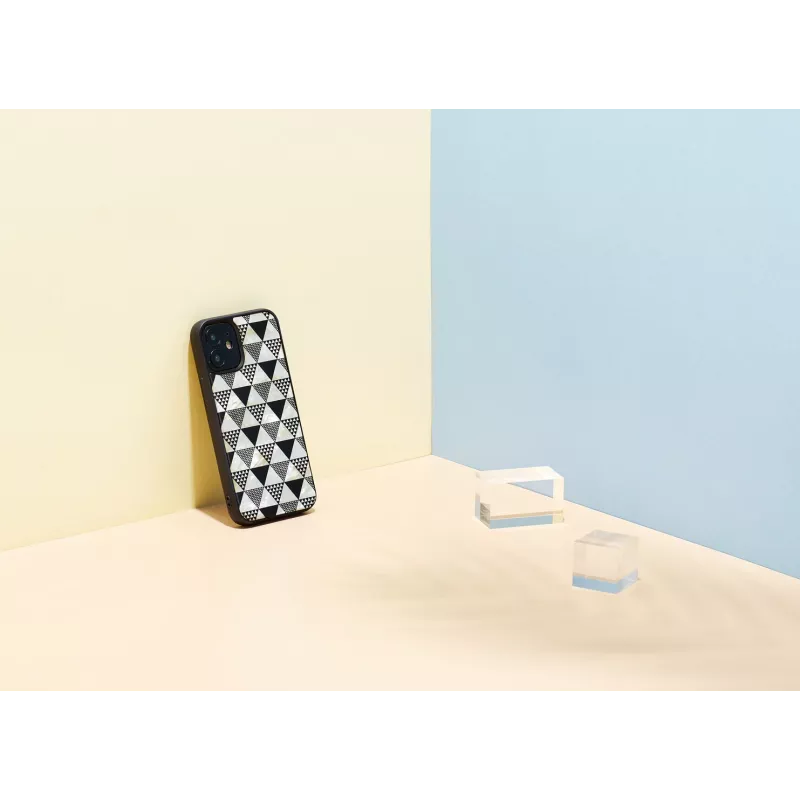 Protective phone case iKins for Apple iPhone 12 mini, pyramid texture, black