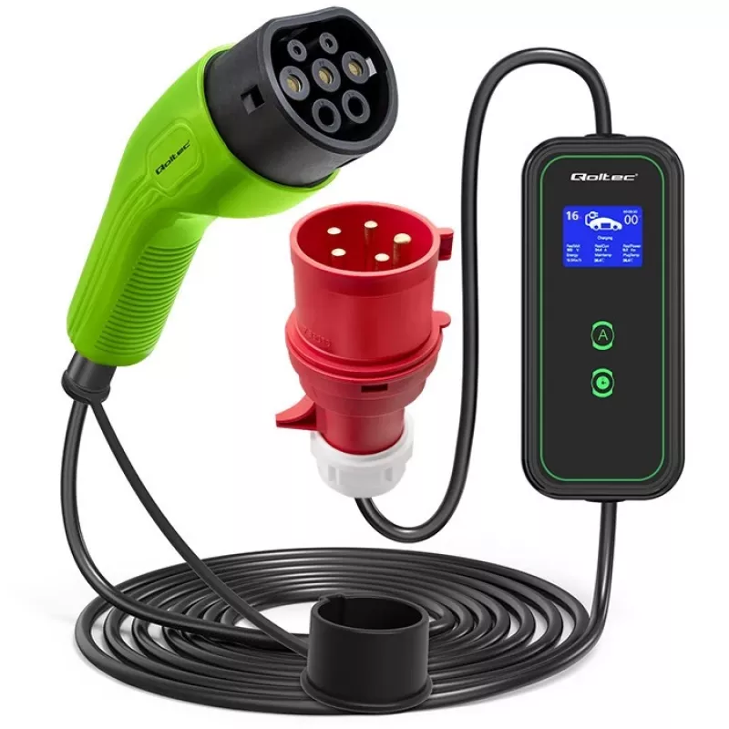 Electric car charger QOLTEC 52478 11 kW Type 2 plug 5 m cable