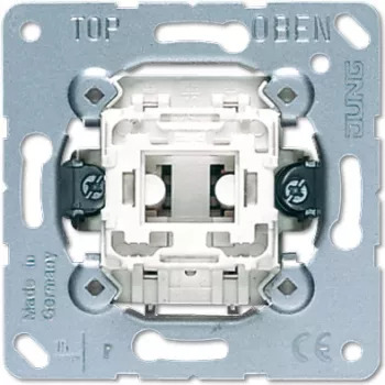 Pushbutton switch JUNG 534 U, 1P, 250 V AC, 10 A, metallic white