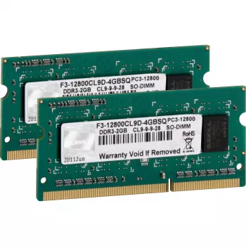4GB G.Skill SO-DIMM 1600 (2x 2 GB) Dual-Kit (F3-12800CL9D-4GBSQ, SQ, Lite Retail)