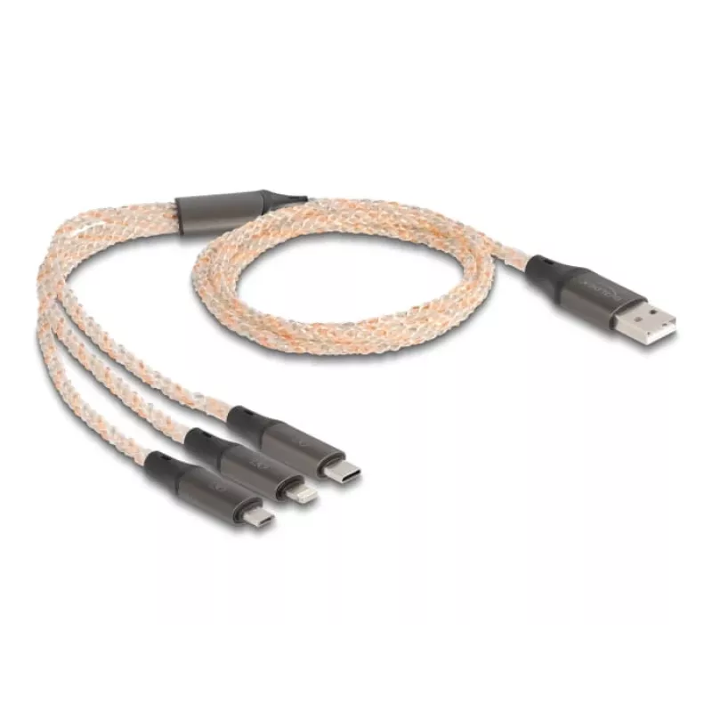 DeLOCK USB Cable 1.2m USB 2.0 USB A USB C/Micro-USB B/Lightning Transparent