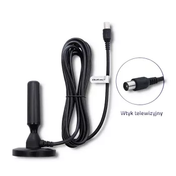 Indoor TV antenna QOLTEC 57016 DVB-T2 — compact design for digital terrestrial reception