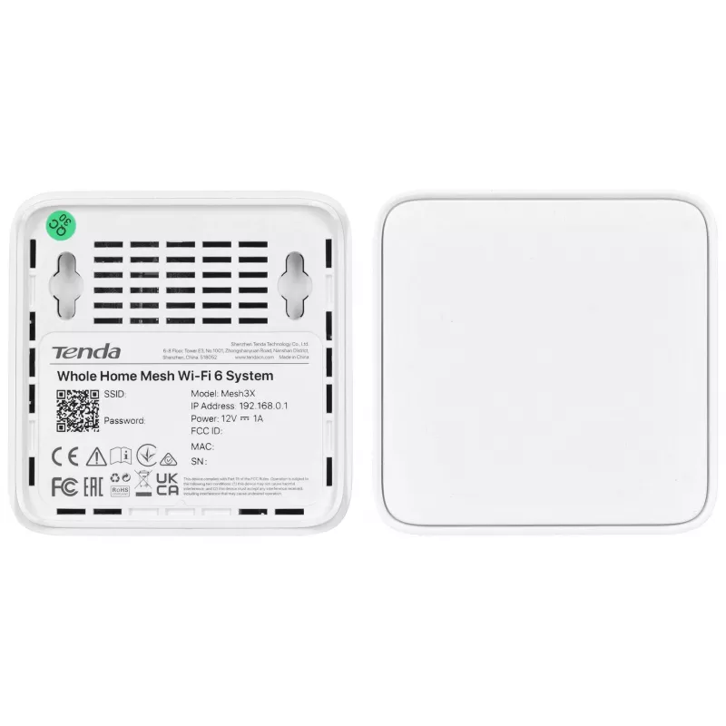 Mesh Wi‑Fi system TENDA EX3-3, 3-pack, Dual-band 2.4/5 GHz, Wi‑Fi 6, up to 1201+300 Mbps, 2 internal antennas, WPA3