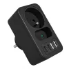 Power splitter MACLEAN MCE249 F/B — 2 AC sockets (16A + 6A) with 2×USB-A and 2×USB-C PD 20W, EU plug, black