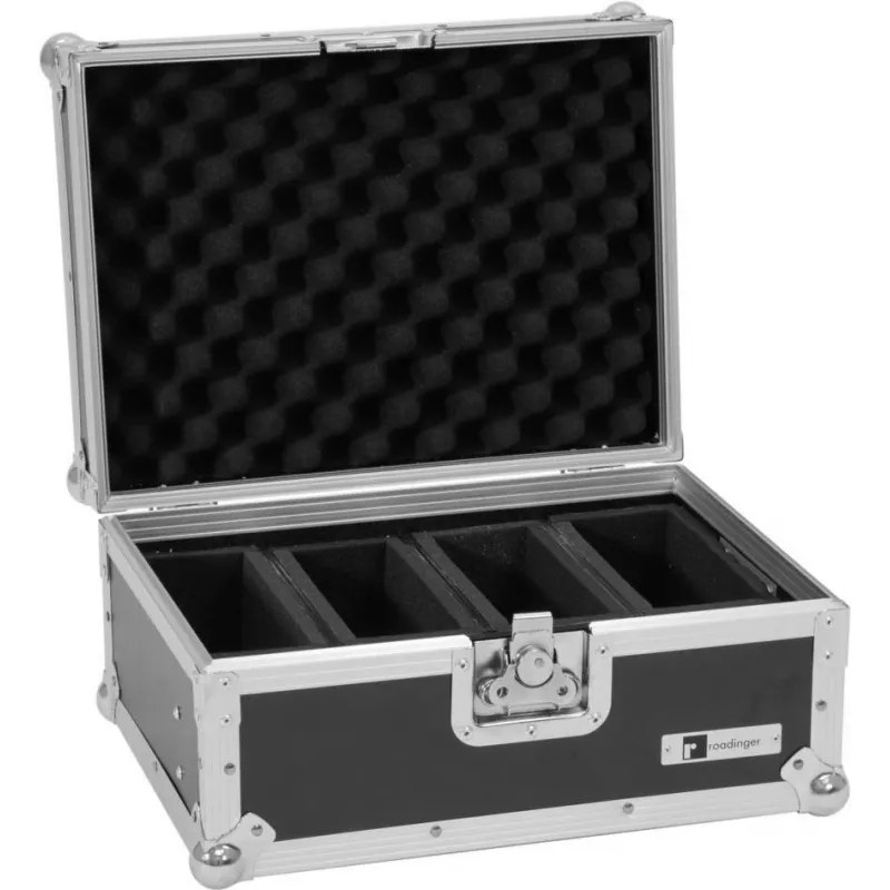Flightcase Roadinger EC-4AC for 4× AKKU Flat Light Series — protective transport case