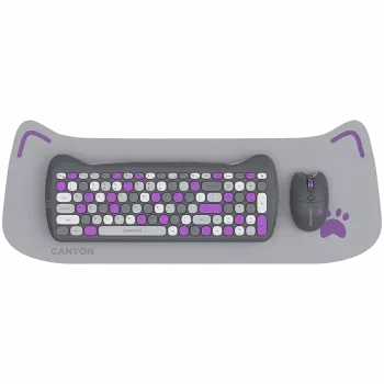 Wireless keyboard and mouse set CANYON HSET-W6 Kitty Edition – violet