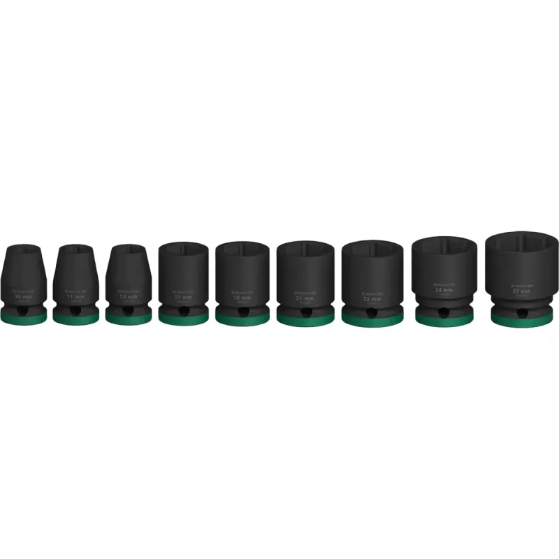 Impact socket set Bosch Powertools PRO 1/2 inch 9-piece, black