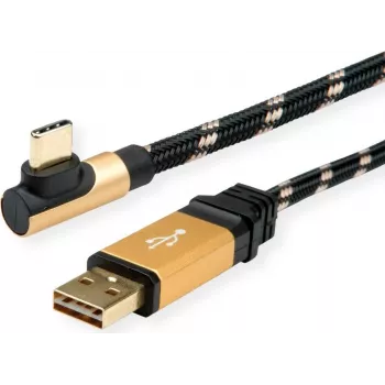 ROLINE 11.02.9060 USB Cable 0,8 m USB 2.0 USB A USB C Black - Gold (11.02.9060)