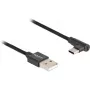 USB 2.0 Cable, USB-A Plug > USB-C Plug (black, 1 Meter, Sleeved, 90° Angled)