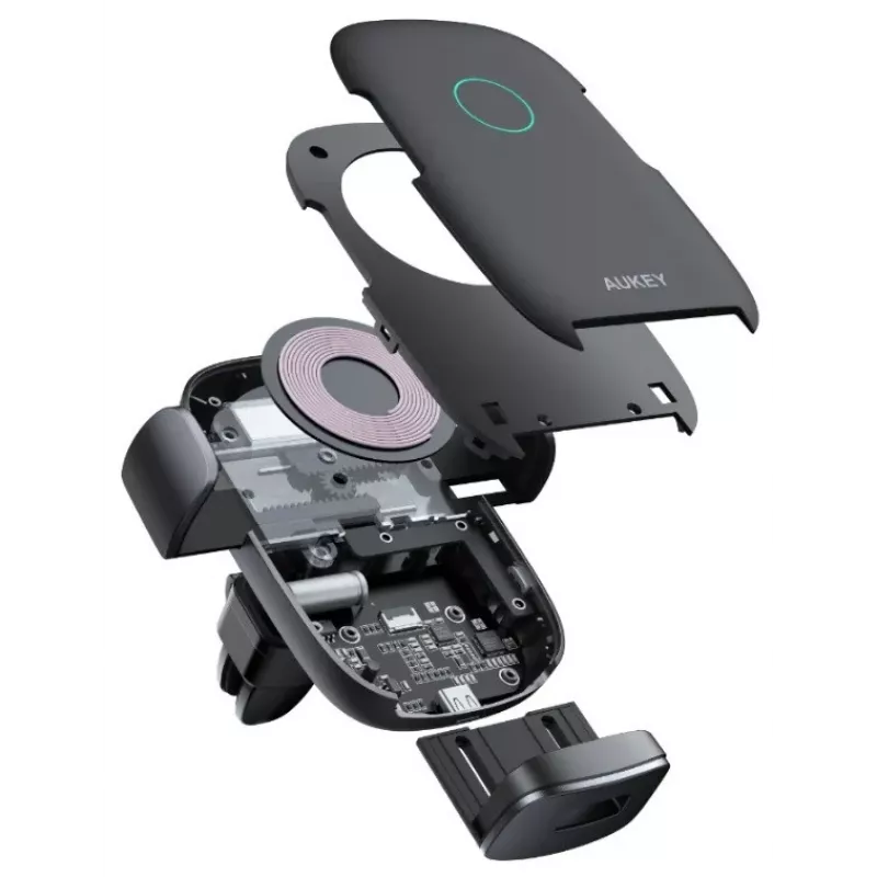 Wireless Charging Phone Mount Aukey HD-C52 — Qi-compatible adjustable-angle car phone holder with wireless charging