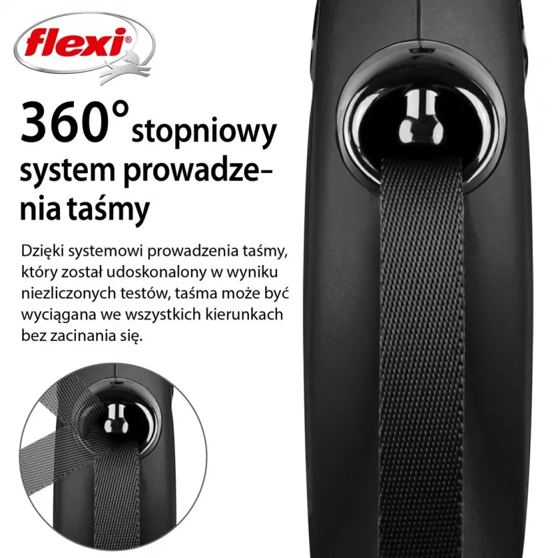 Retractable dog leash Flexi New Classic L 5 m Black – cord, for large breeds (25–45 kg), max load 50 kg