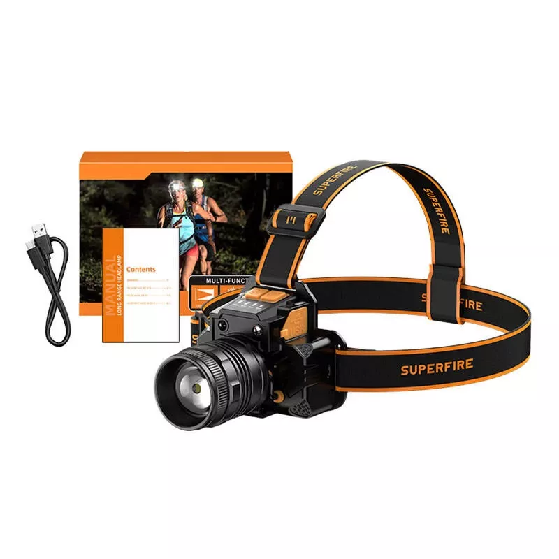 Headlamp Superfire HL58 350 lm USB, 3 modes, rechargeable