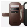 Mobile phone cover Nomad Modern Leather Folio for iPhone 17 Pro, leather/aluminium, 16 cm (6.3 inch) brown, 4 card pockets
