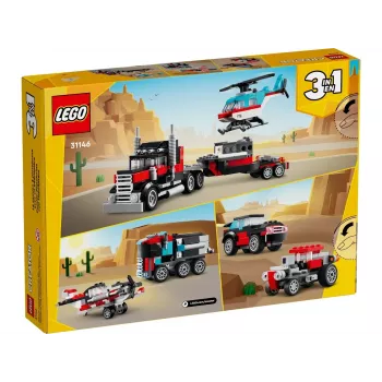 LEGO Creator 2-in-1 Flatbed Truck with Helicopter set 31146, convertible build for kids