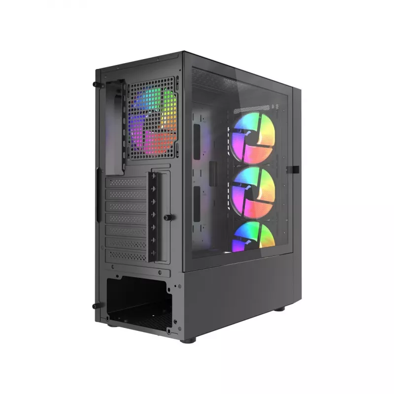 PC Case GEMBIRD Fornax 4300 Midi Tower ATX, tempered glass, 2x3.5 inch bays, 3x2.5 inch bays, ARGB fans support, USB 3.2 Gen1