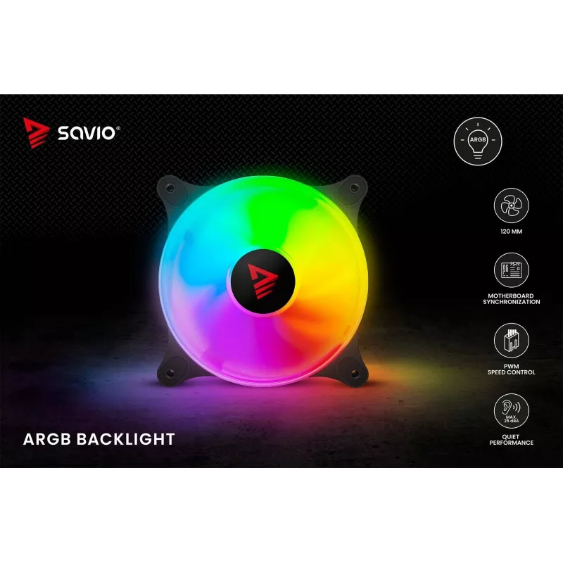 SAVIO Blast 120mm ARGB PWM Case Fan - Black