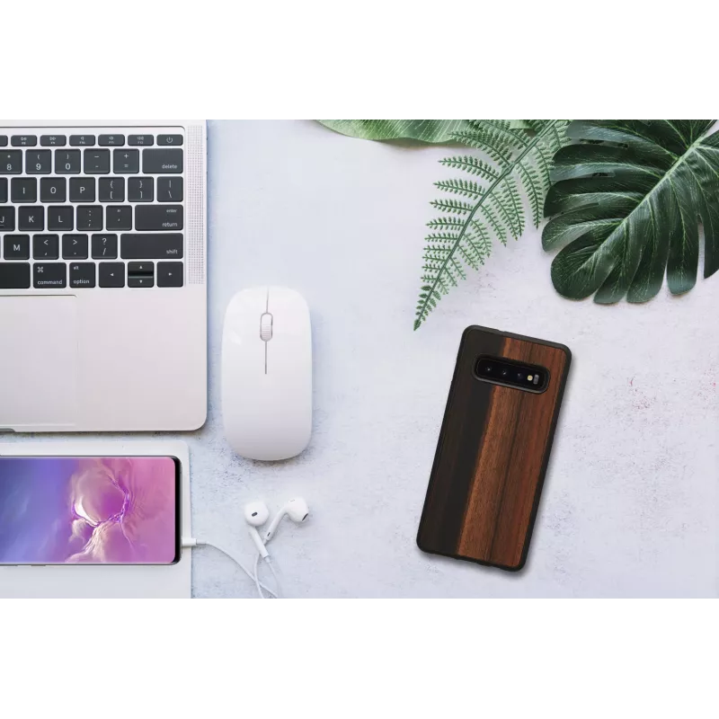 Smartphone case man and wood for Samsung Galaxy S10 — ebony black, protective wooden back and bumper