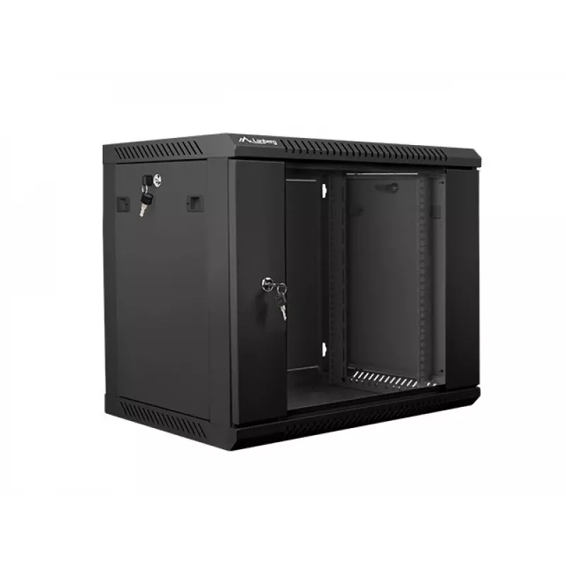 Lanberg WF01-6409-10B 9U Wall-Mounted Rack Cabinet 600x450mm Black with Glass Door
