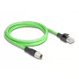 Network Cable DeLOCK M12 Cable X-coded 8 pin male to RJ45 male PUR (TPU) 1 m