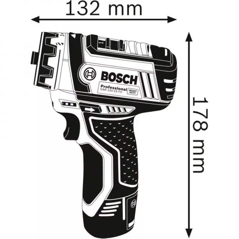 Bosch GSR 12V-15 FC Professional Keyless 600 g Black, Blue