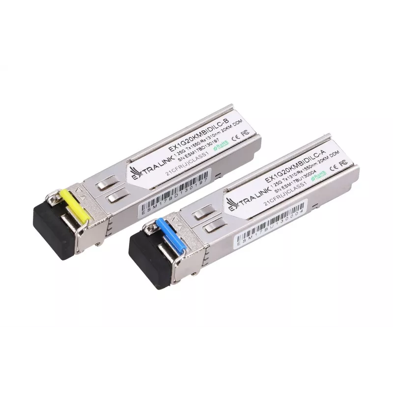 Extralink SFP WDM Module 1.25G, 1.25Gbps, 1310/1550nm, Single Mode, 20km, LC, DOM, Pair