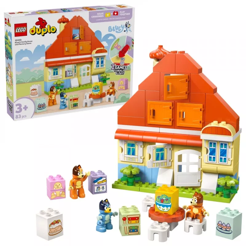 Building toy LEGO Bluey Family House with Memory Game 10459 — 83 pieces, 3 minifigures, age 3+