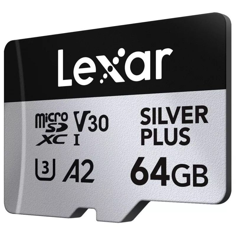 MicroSD Card Lexar 64GB UHS-I Class 3 SILVER PLUS