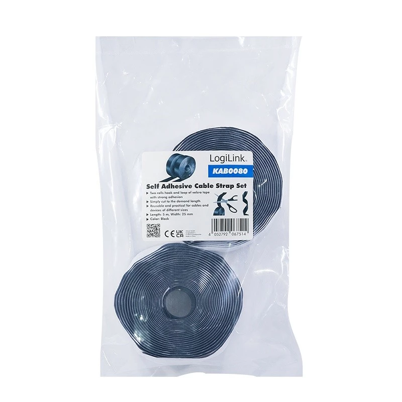 Velcro cable tie LogiLink KAB0080 Black 5000mm 25mm 2 pcs