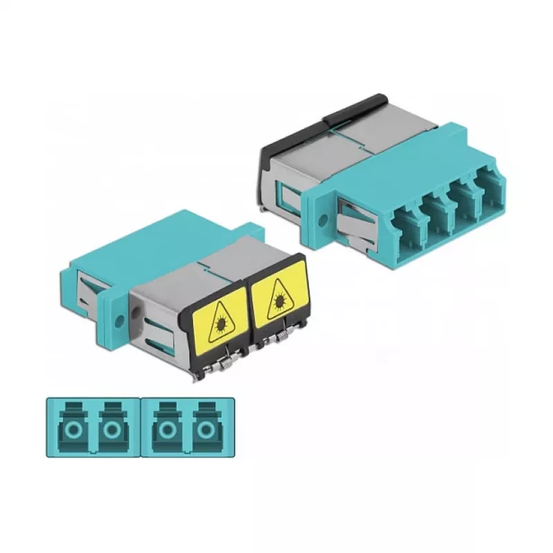 Optical Fiber Coupler DeLOCK 86905 LC Quad female to LC Quad female Multi-mode aqua