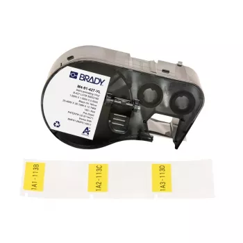 Brady, M4-91-427-YL, selbstlaminierendes Vinyl, Yellow/Transparent, 25.40 x 12.70(38.10) mm, permanent, for Cable Diameter of 4.00 - 8.10 mm (180 E.) (170746)