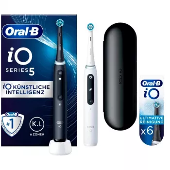 Oral-B iO Series 5 Duo, Electric Toothbrush black/white, Matt Black/Quite White incl. 2. Handpiece