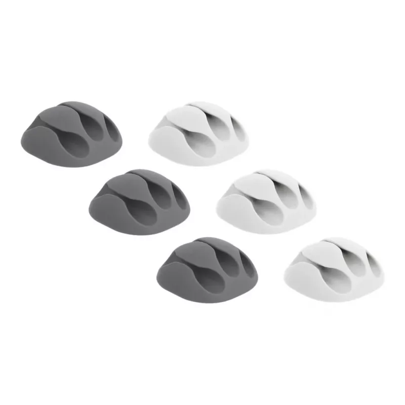 DeLOCK with 3 feed-throughs - Cable Holder Kit - desk-mountable, surface-mountable, suitable for wall mounting - Grey, White (18297)