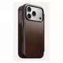 Mobile phone cover Nomad Modern Leather Folio for iPhone 17 Pro, leather/aluminium, 16 cm (6.3 inch) brown, 4 card pockets
