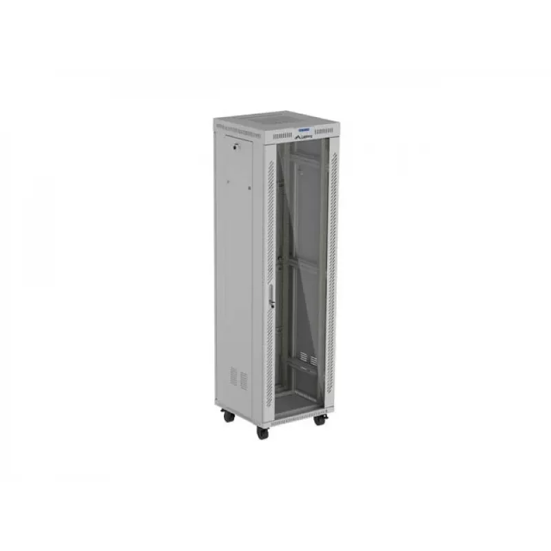 19 inch 42U LANBERG Standing Rack Cabinet 600×600 mm Gray with Glass Door and LCD (Flat Pack)