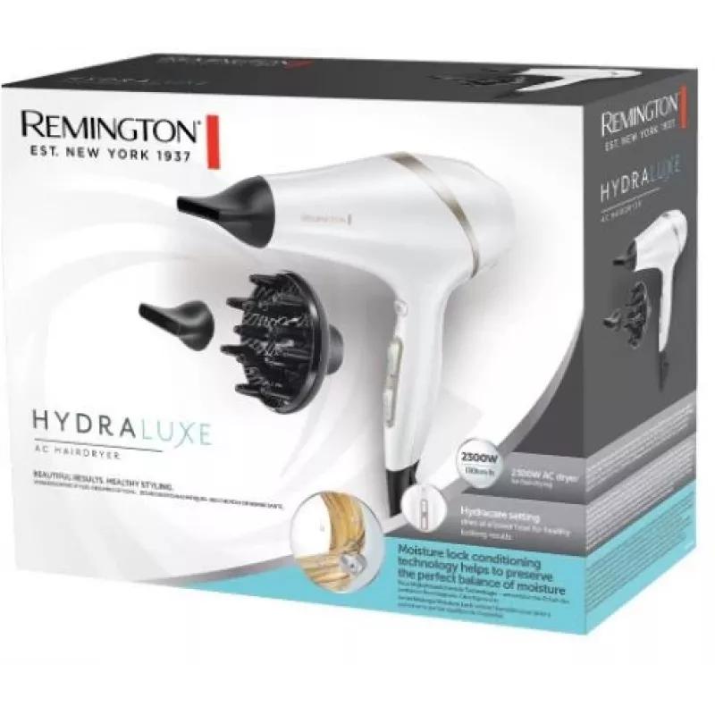 Hair dryer Remington AC8901 HYDRAlux 2300 W 3 temperature settings Ionic function Diffuser nozzle White