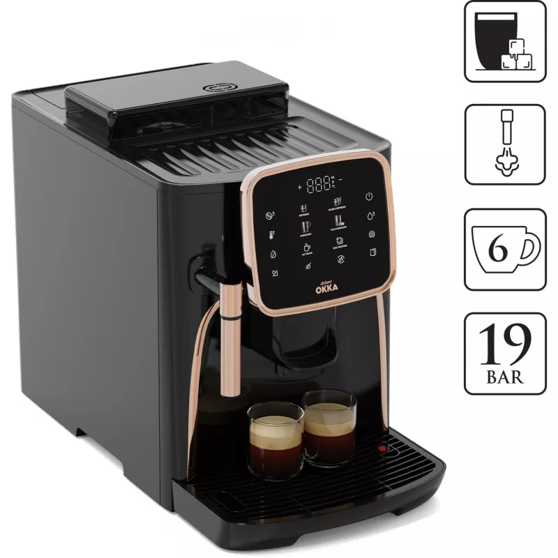 Okka Espresso Pro , fully automatic black/bronze, 1450 Watt