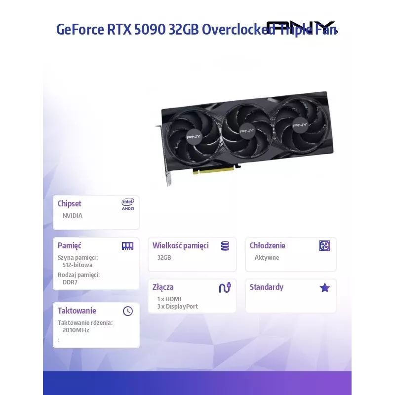 PNY GeForce RTX 5090 OC 3F 32GB GDDR7 Graphics Card