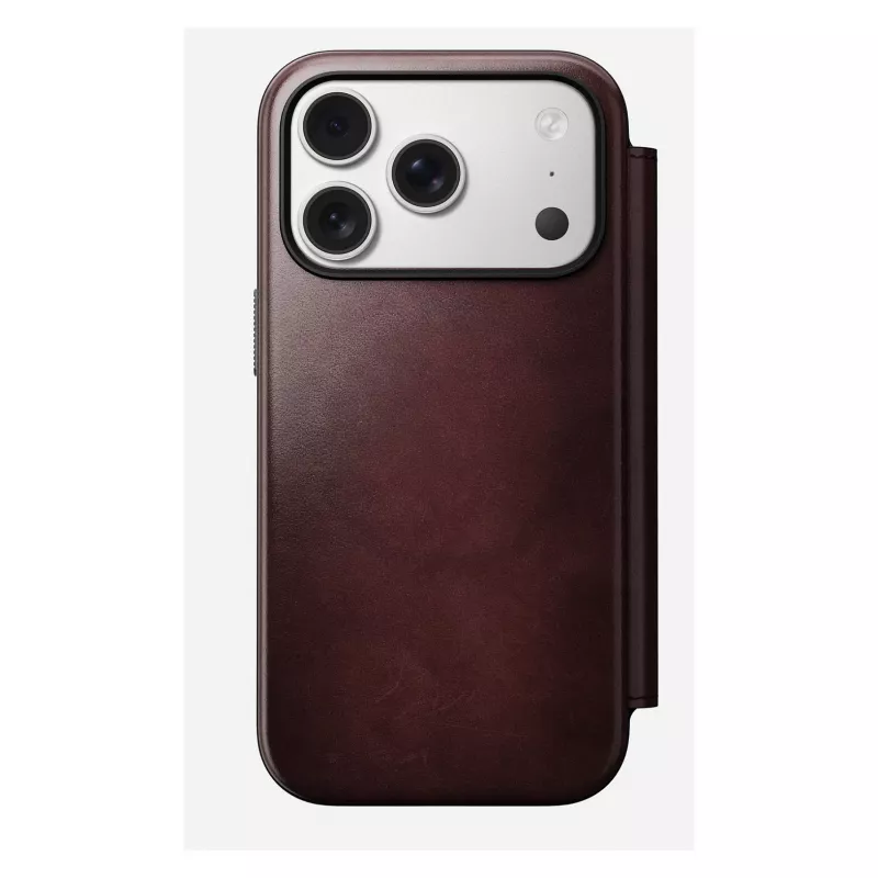 Mobile phone cover Nomad Modern Leather Folio for Apple iPhone 17 Pro, 6.3 inch (16 cm), leather burgundy